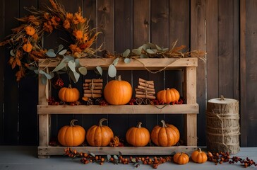 Rustic Halloween Decor with Dried Orange Slices, Cinnamon, Eucalyptus, and Pumpkins – Organic Autumn Vignette