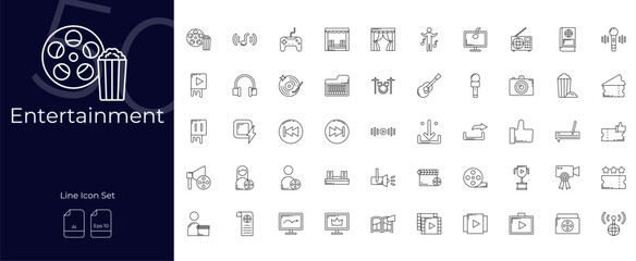 Entertainment Line Editable Icons set. Vector illustration in modern thin line style of Entertainment icons: media, cinema, film, etc