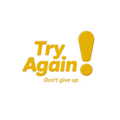 Motivational graphic: "Try Again" with a icon