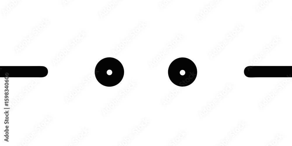 Poster abstract black minimalist elements with two circles and two lines, simple design in monochrome, perf