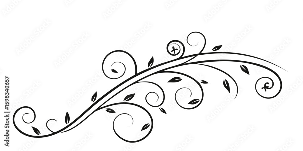 Poster elegant swirl design featuring flowing lines with delicate leaves, perfect for adding a touch of sop