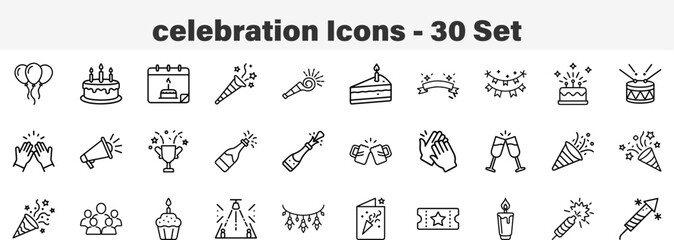 Party and Celebration Outline Icon Collection