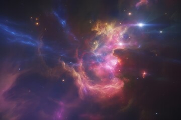 Fototapeta premium Cosmic nebula with vibrant colors and bright stars
