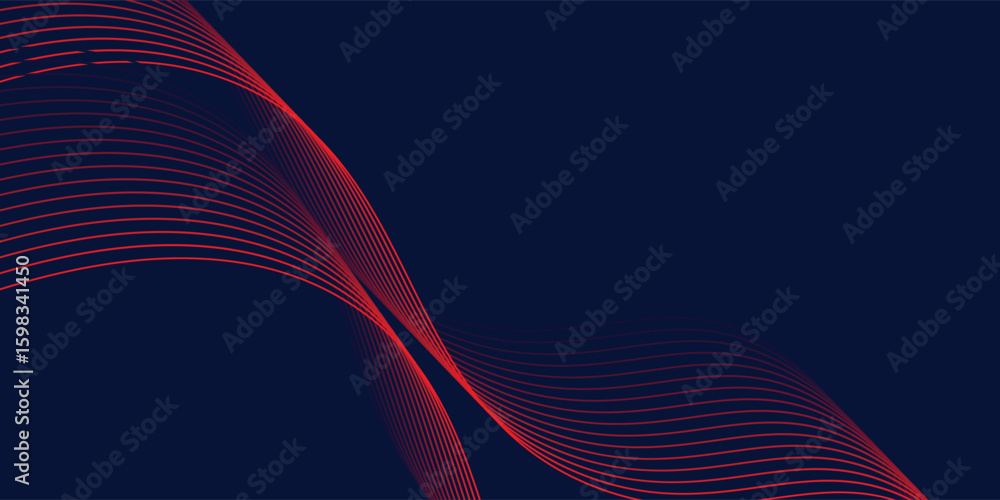 Poster abstract glowing wave lines on dark blue background. dynamic wave pattern. modern flowing wavy lines