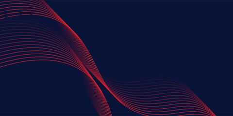 Abstract glowing wave lines on dark blue background. Dynamic wave pattern. Modern flowing wavy lines.