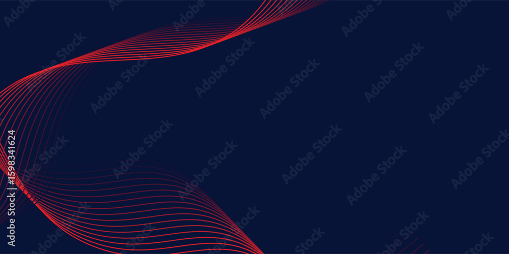 Poster abstract glowing wave lines on dark blue background. dynamic wave pattern. modern flowing wavy lines