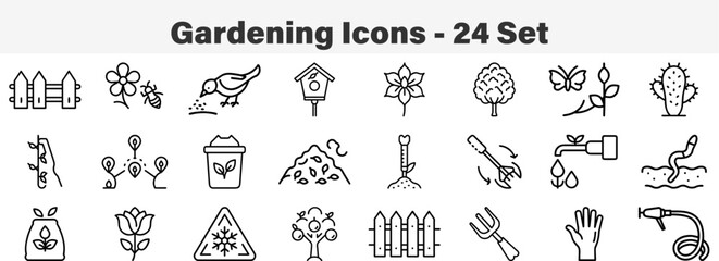 Landscaping and Garden Maintenance Glyph Symbols