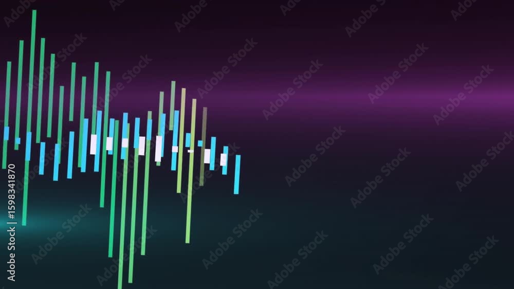 Poster green bars appearing left side expanding colors and fluctuating while visualizing audio spectrum