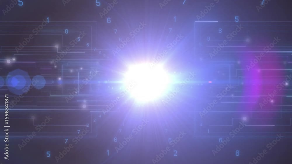Poster node activating in matrix, pulling glowing digits inward for charging while pulsing flare rising