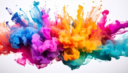 Splash of Paint- An abstract photograph of multi-colored paint splashes or ink in water