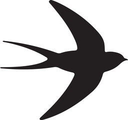 Obraz premium Flying Swallow Silhouette Icon, Minimal Black Bird Vector Design, Swallow symbol illustration, logotype swallow vector icon.