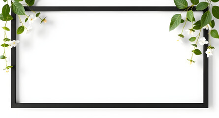 frame with green leaves