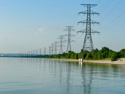 power lines on Lake Ontario