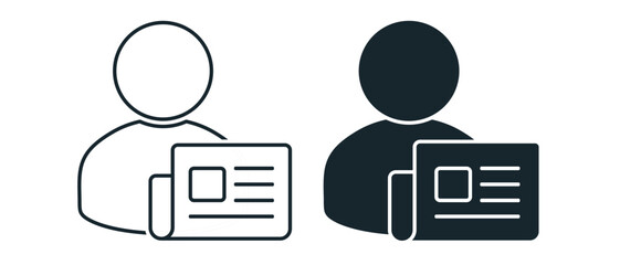 Person with newspaper icon. Illustration vector