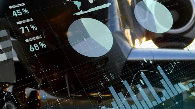 Upon startup camera panning over landing gear, HUD overlays sliding, pulsing and animating metrics