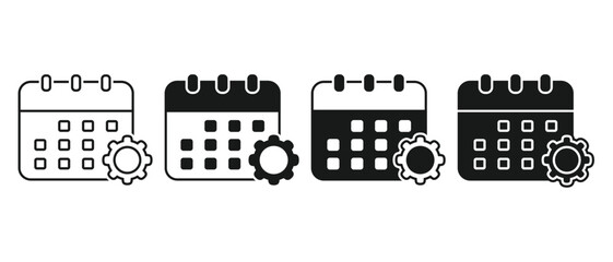 Calendar with gear icon. Illustration vector