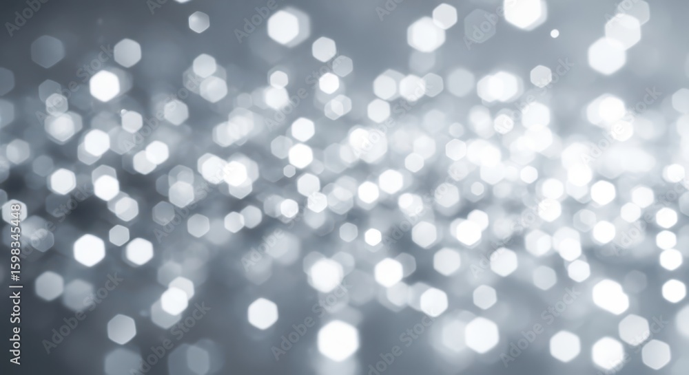 Poster a soft focus background of shimmering hexagonal bokeh lights creating a magical and festive atmosphe