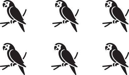 Fototapeta premium Parrot Silhouette Vector Icon, Tropical Bird illustration, symbol of parrot logotype icon on white background.