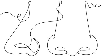 one line art Nose vector illustration. line art, one continuous line, simple, hand drawn and sketch style. for icons, symbols, signs or logos. PNG