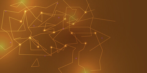 Abstract digital connection dots. Technology background. Vector abstract background with golden lines and dots with banner design, illustration technology with geometric background
