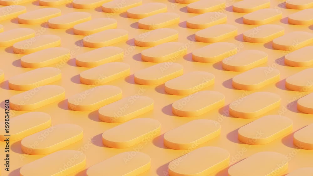 Aufkleber modern orange 3d background with rounded rectangles perfectly laid out in rows – seamless loop anima