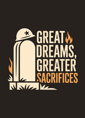 This design, suitable for apparel or posters, features a tombstone with a hard hat.