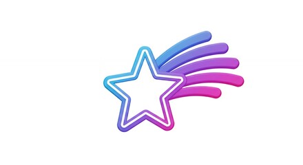 Colorful star with gradient meteor trails