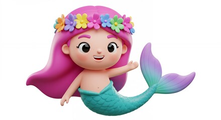 Fototapeta premium Cute cartoon mermaid illustration