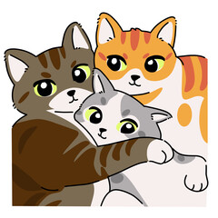 Cats hugging vector illustration art 