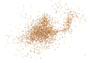 Anise seeds spice flying (Pimpinella anisum) isolated on white