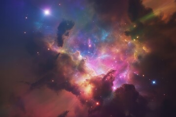Vibrant cosmic nebula with glowing stars space cosmos