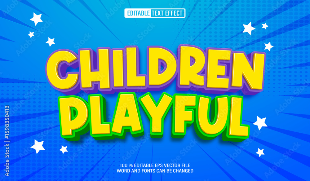 Poster editable 3d text style effect - cgildren playful text effect template