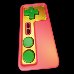 Retro gamepad joystick game controller. 3d render on black background.