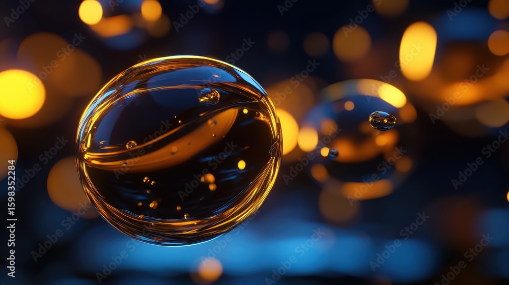 Canvas Prints transparent spheres with glowing lights in a dark background