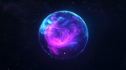 Obraz premium Vibrant Cosmic Sphere with Colorful Clouds and Starry Background
