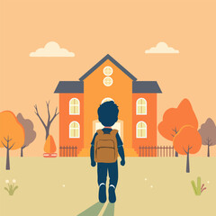 Back to school schoolboy, vector art illustration.
