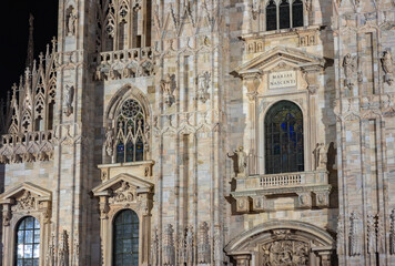 Duomo di Milano or Milan Cathedral Facade at Night
