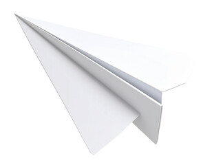 3D Paper Plane with Folded Wing Shadows and Tilted View, Realistic Messaging Concept, Transparent Background PNG