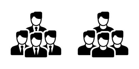Team Leadership Man Icons: Business, Casual, and Professional Team Management Glyphs.