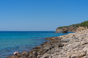 Rocky shores of the island of Thassos
