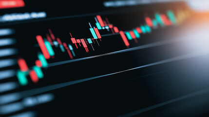 Stock Market Candlestick: a detailed graphic representation of the fluctuations in the financial market. Highlighting the dynamic interplay of buy and sell trends