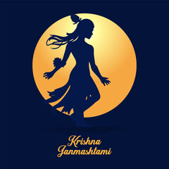 Krishna janmashtami festive silhouette, vector art illustration.