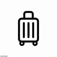 Simple black outline icon of a wheeled suitcase on a white background