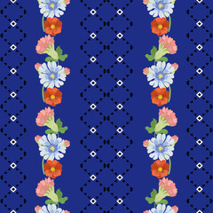 seamless pattern with flowers, standing flowers line with fence