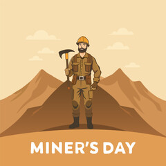 Miners Day mountains, vector art illustration.