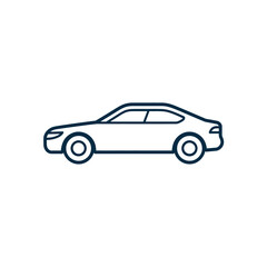 Simple outline drawing of a modern sedan car in profile view
