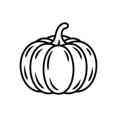 Simple outline drawing of a pumpkin with a stem