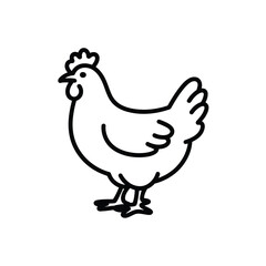 Simple line drawing of a chicken standing
