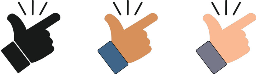 Finger snap vector icon set