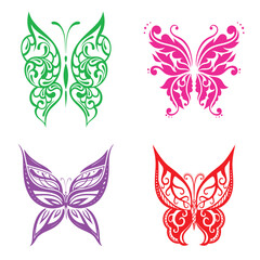 Abstract color silhouette invented decorative butterfly. Reminiscent of lace, it is designed to decorate